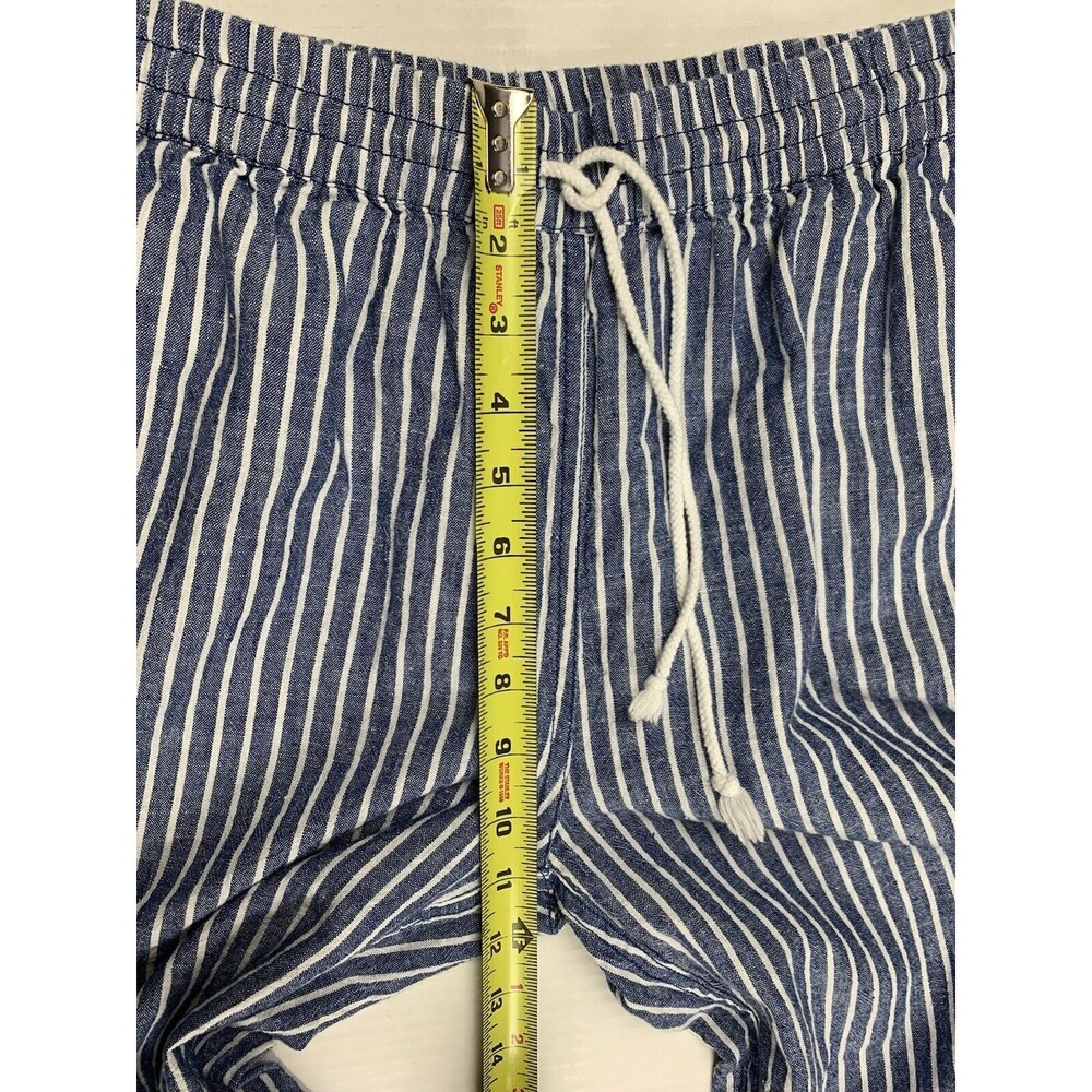 Beach Lunch Lounge Linen Blend Pants Small Pull-On Cropped Striped Blue White - Picture 6 of 8